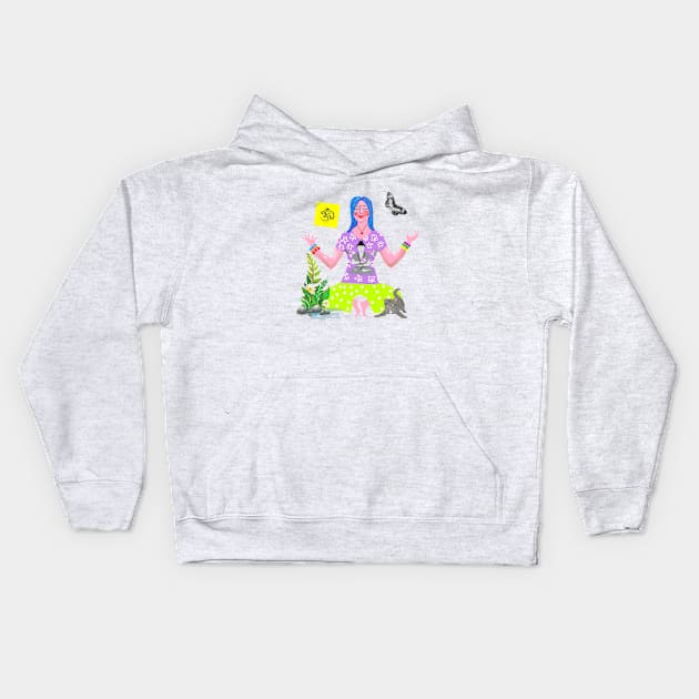 Meditation Time Kids Hoodie by adelwins